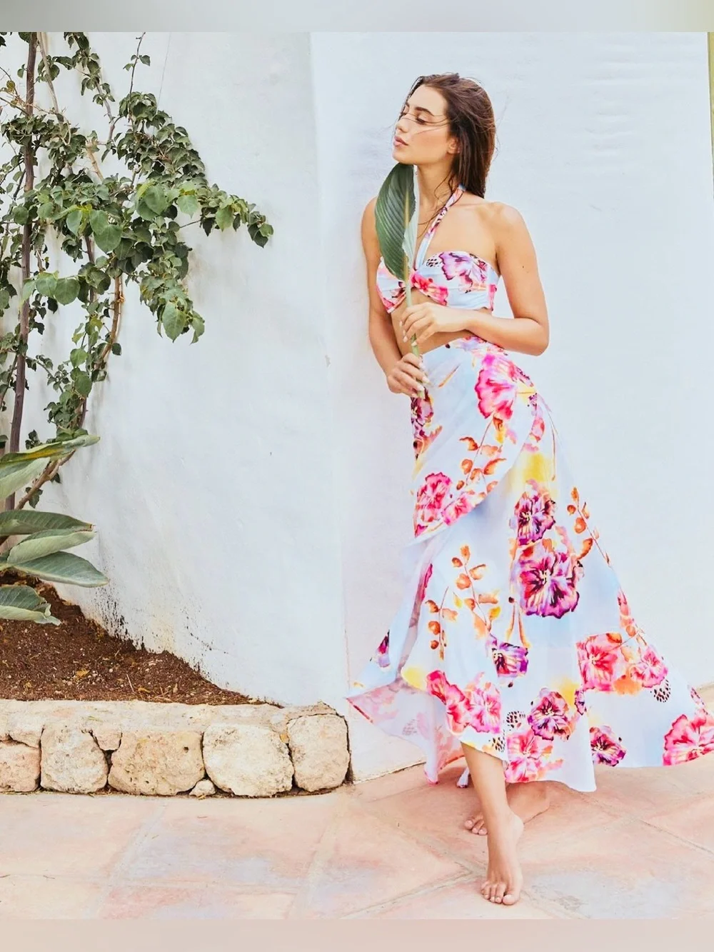 NWT Agua Bendita Floral Skirt Set - Pink, Orange, Yellow - Picture 2 of 11